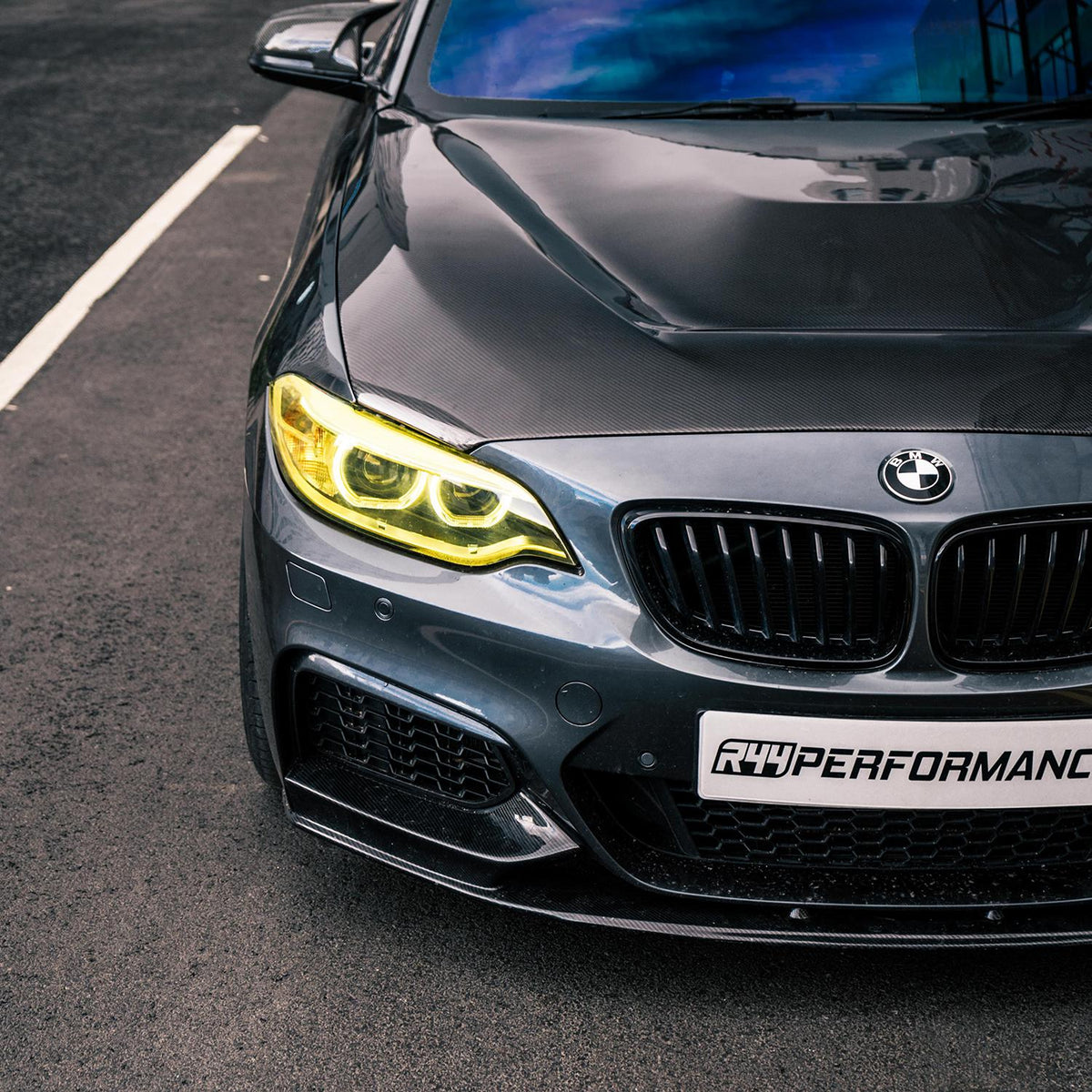 BMW F87 M2 N55 & F22/F23 2 Series Gloss Black Single Slat Front Grilles