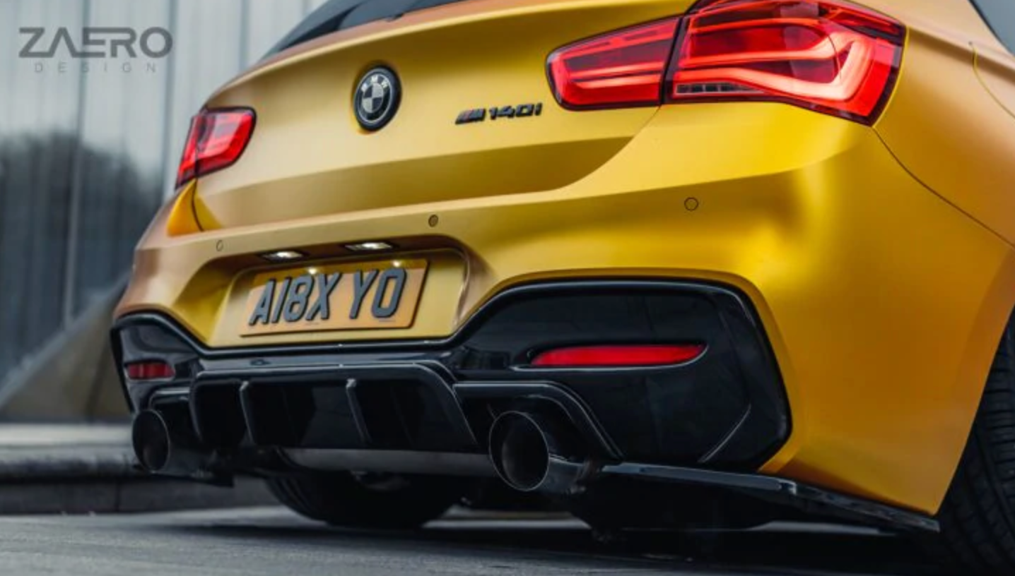 BMW M135I M140I F20 F21 LCI EVO-1 GLOSS BLACK DIFFUSER SIDE SPAT EXTENSIONS BY ZAERO (2015-2019)