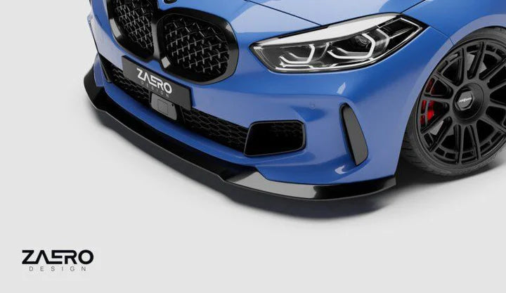 BMW 1 SERIES M SPORT & M135I F40 EVO-1 GLOSS BLACK FRONT SPLITTER BY ZAERO (2019+)