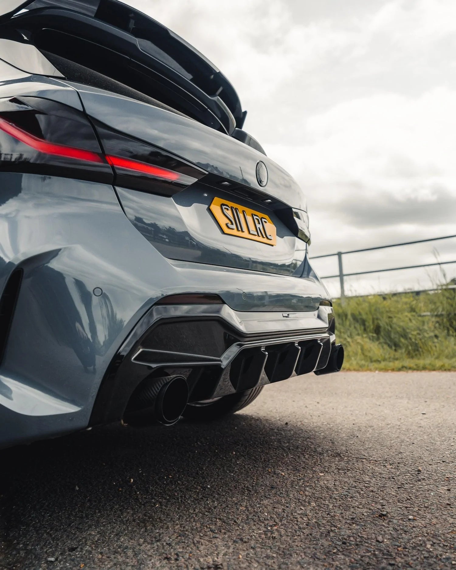 BMW M135I & 1 SERIES DUAL EXIT (128TI, 120D, 120I) F40 EVO-1 GLOSS BLACK REAR DIFFUSER BY ZAERO (2019+)