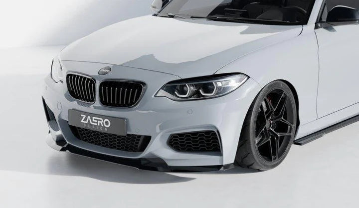 BMW 2 SERIES, M235I & M240I F22 F23 EVO-1 GLOSS BLACK FRONT SPLITTER BY ZAERO (2014-2019)