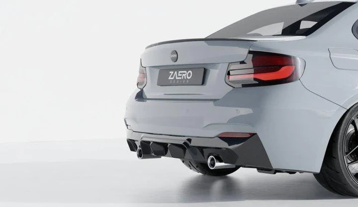 BMW 2 SERIES M235I & M240I F22 F23 EVO-1 GLOSS BLACK REAR DIFFUSER BY ZAERO (2014-2019)