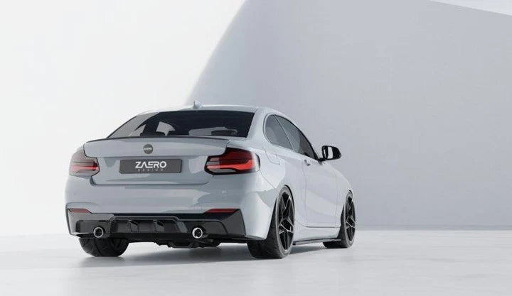 BMW 2 SERIES M235I & M240I F22 F23 EVO-1 GLOSS BLACK REAR DIFFUSER BY ZAERO (2014-2019)