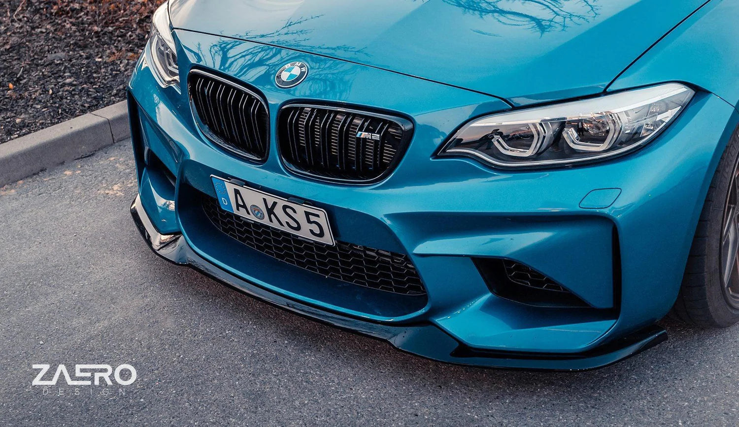 BMW M2 (N55) F87 EVO-S GLOSS BLACK FRONT SPLITTER BY ZAERO (2015-2018)