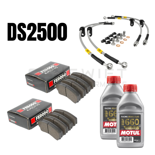 FERODO DS2500 FRONT & REAR BRAKE PADS SET + HEL BRAIDED LINES KIT + MOTUL RBF 660 BRAKE FLUID – FOR BMW F SERIES M CARS & M LITES (F20/F21, F22, F87 OG, F87 COMP, F80, F82)