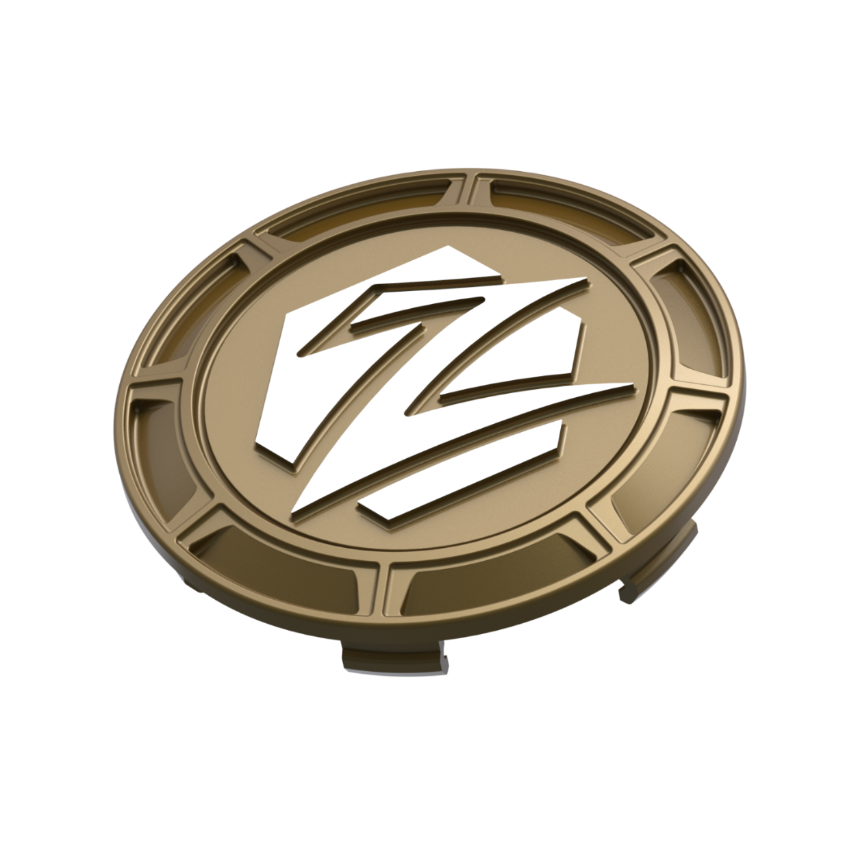 Bronze wheel covers on a white background