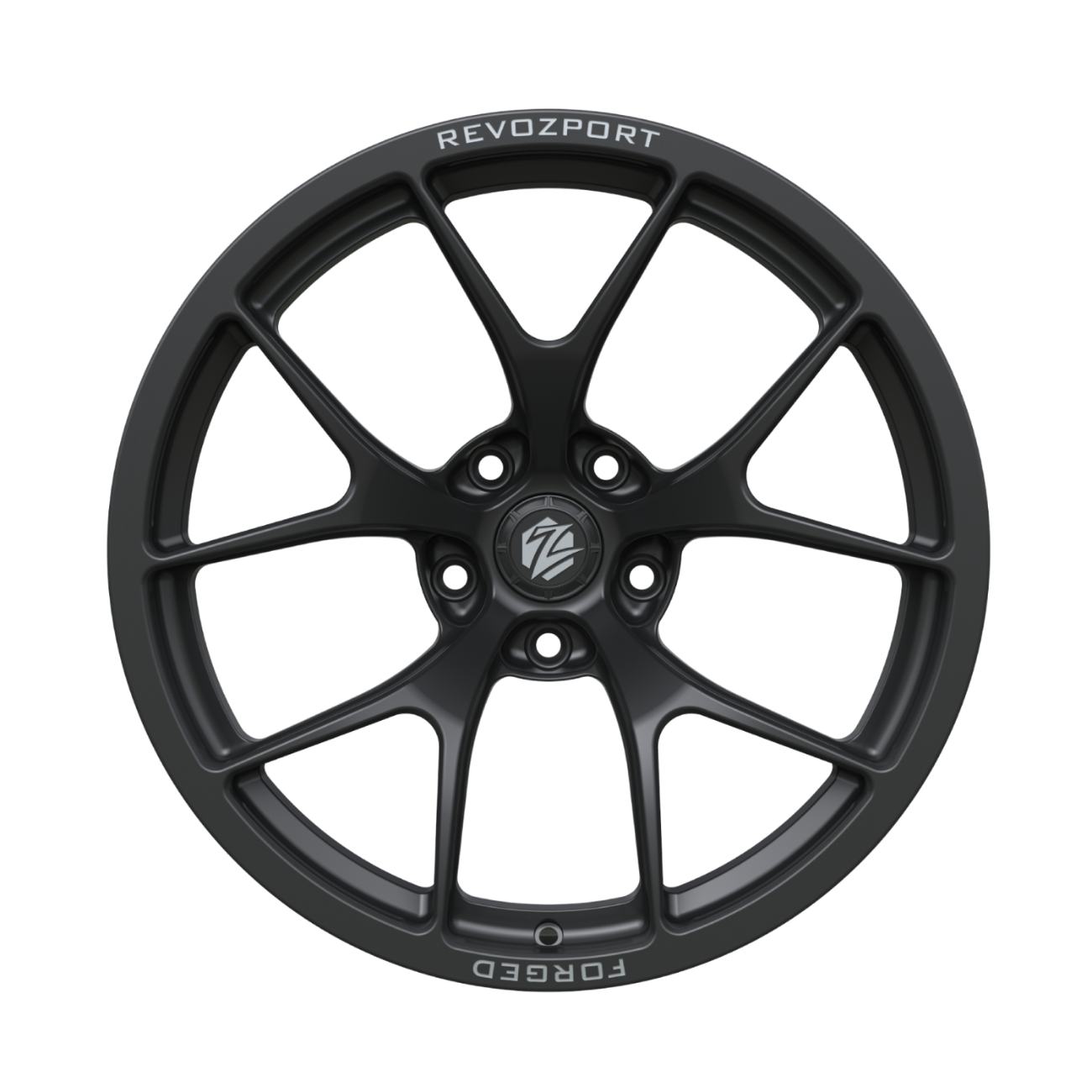 Black alloy wheel on a white background