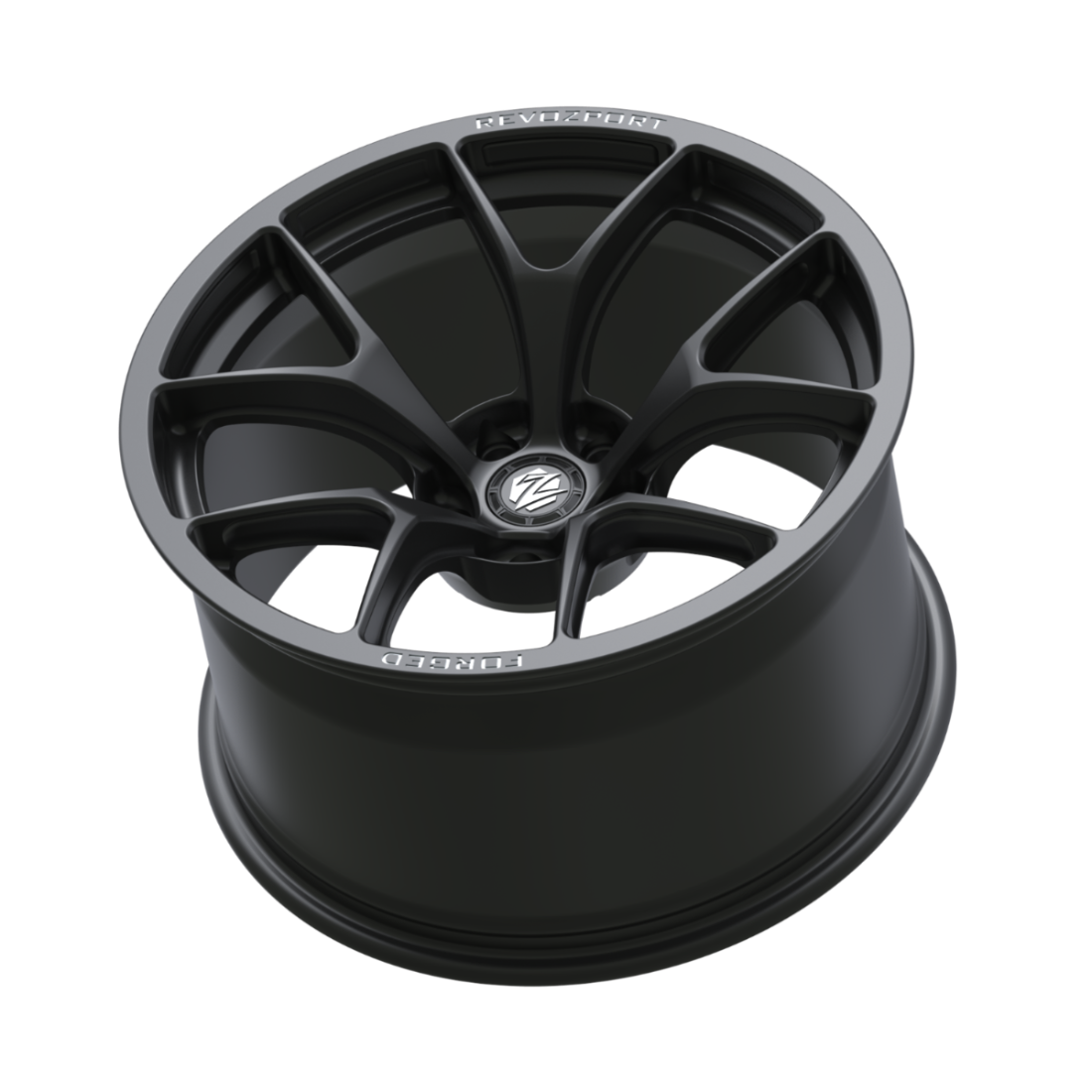Black alloy wheel on a white background