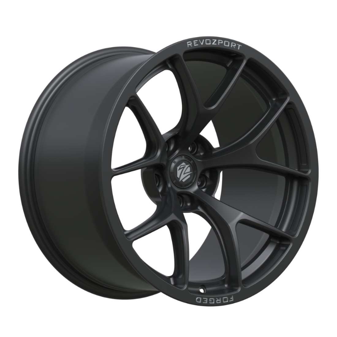 Black alloy wheel on a white background