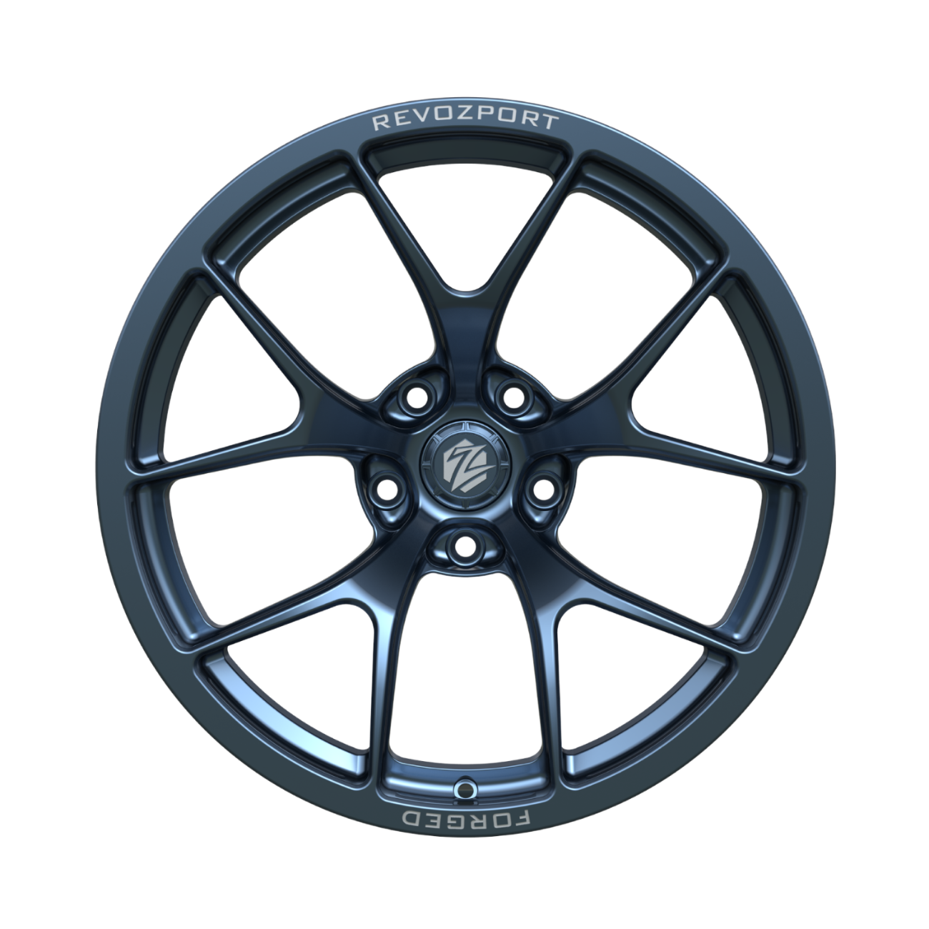 Blue alloy wheel on a white background