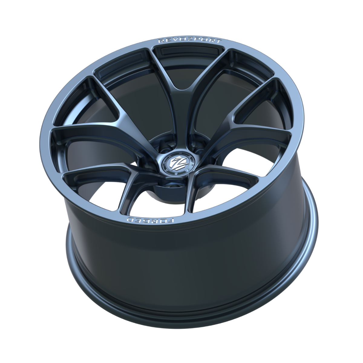 Blue alloy wheel on a white background