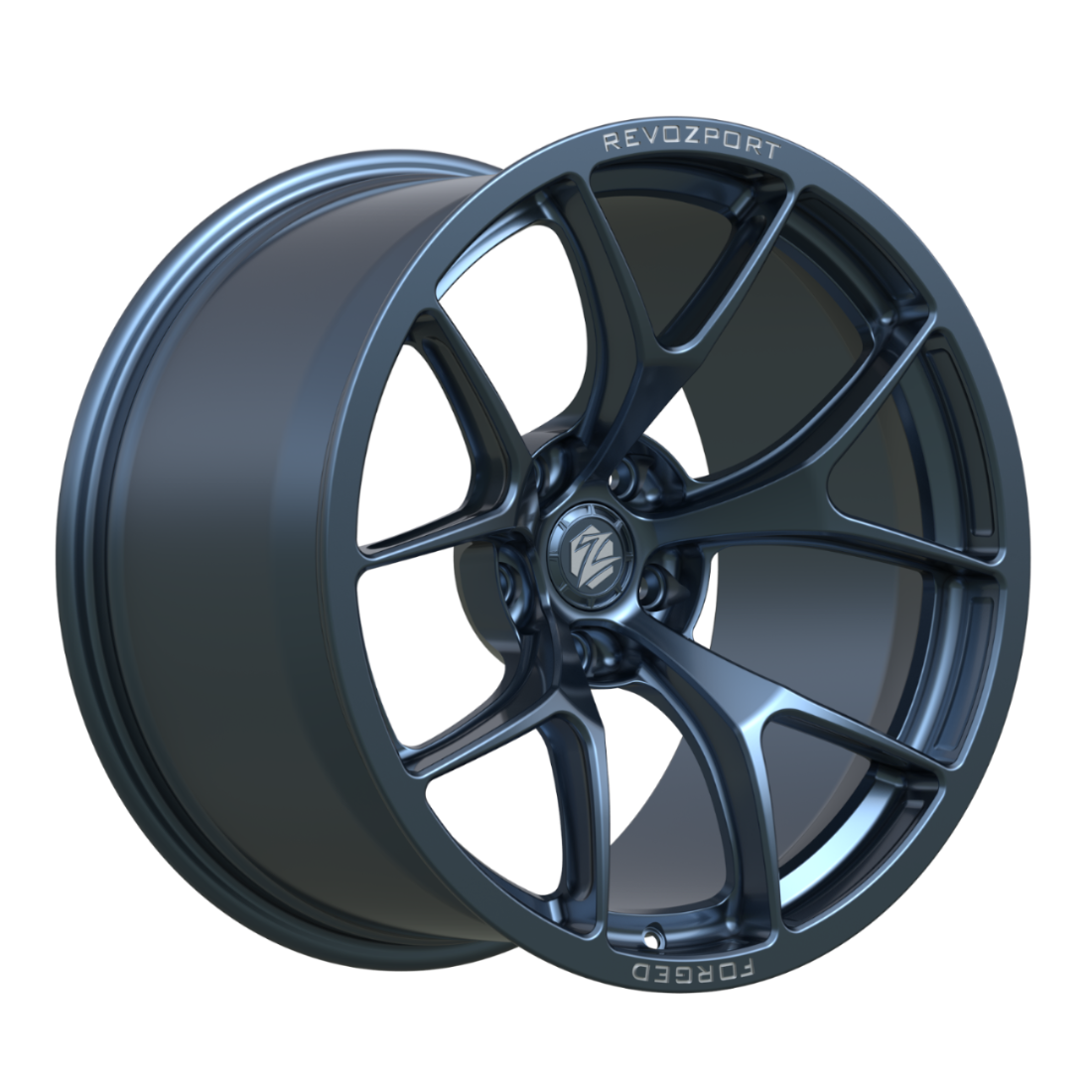 Blue alloy wheel on a white background