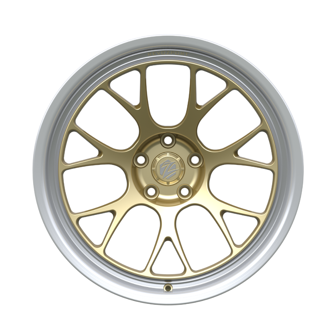 Bronze alloy wheel on a white background