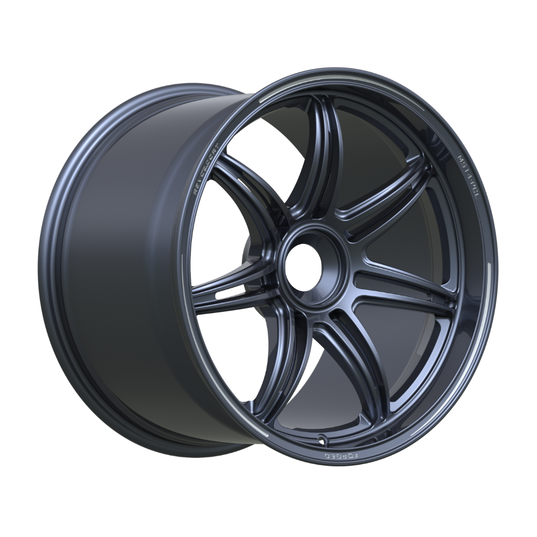 Blue alloy wheel on a white background