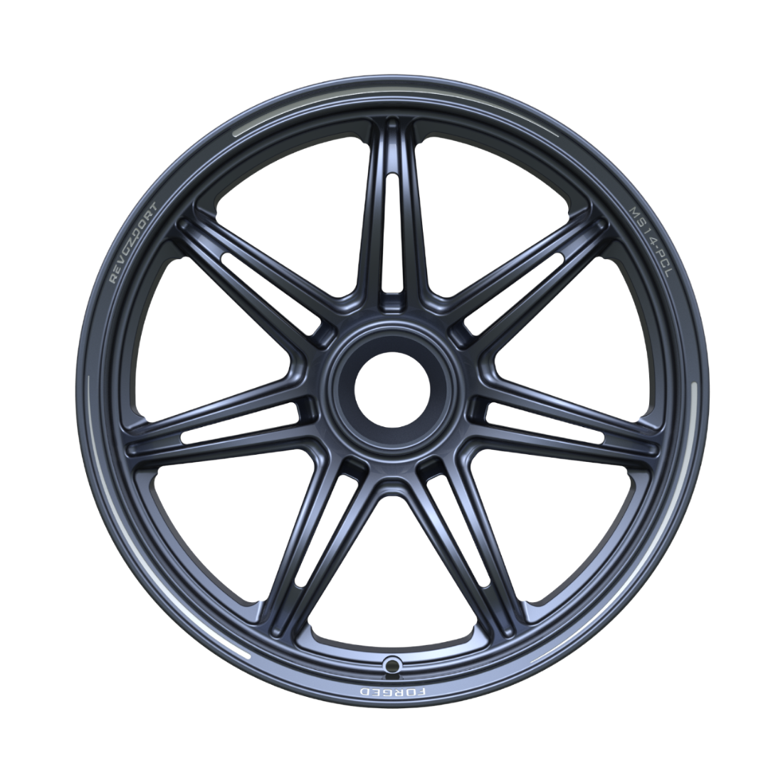 Blue alloy wheel on a white background