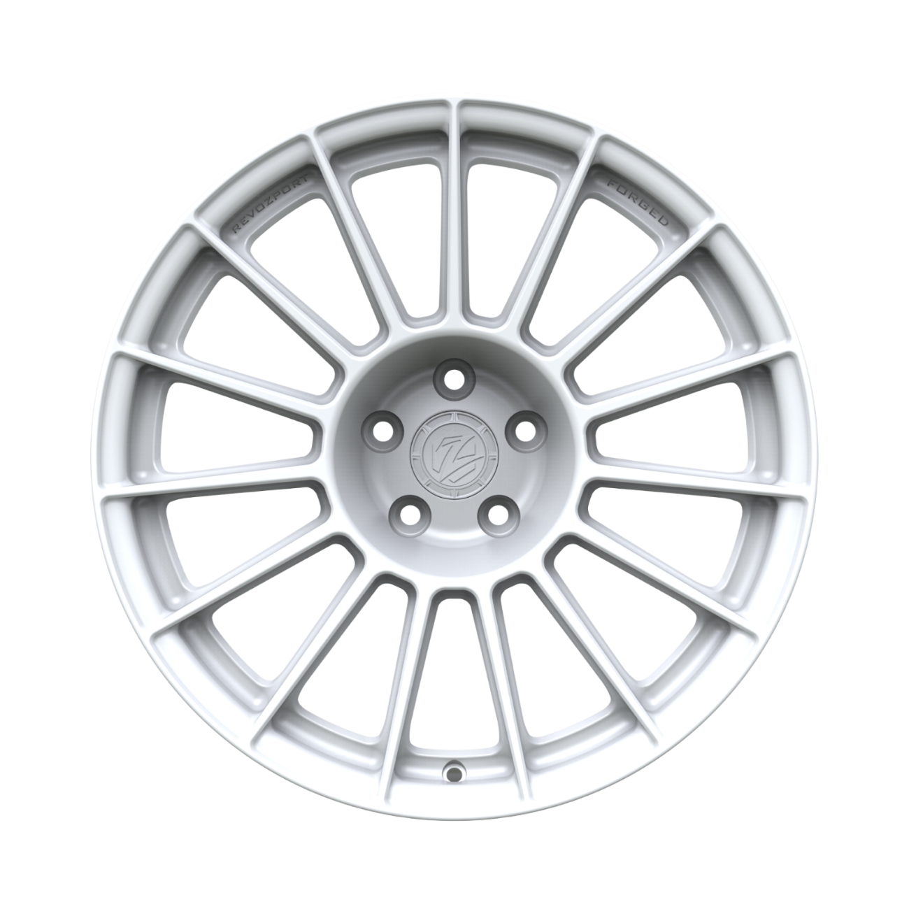 White alloy wheel on a white background