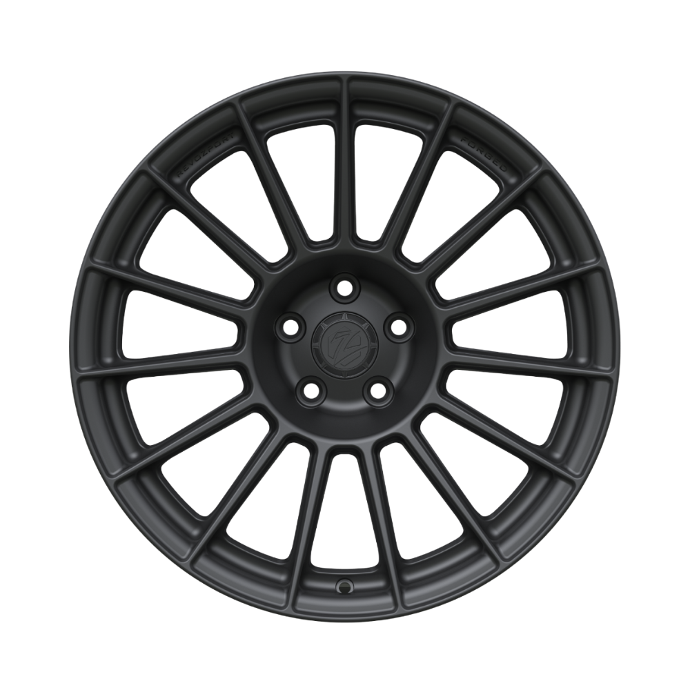 Black alloy wheel on a white background