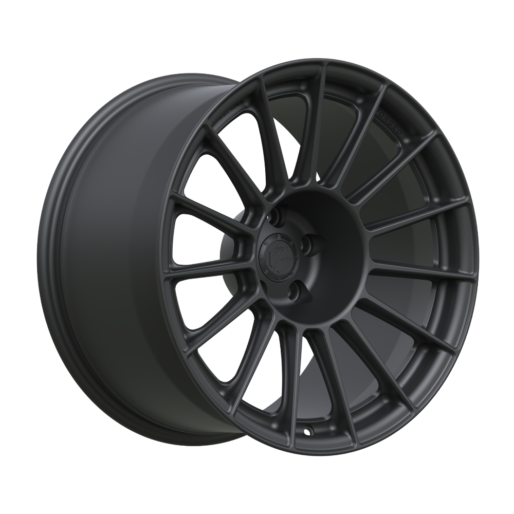 Black alloy wheel on a white background