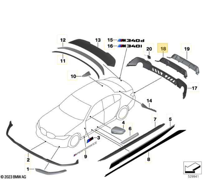 G20 M PERFORMANCE REAR DIFFUSER HIGH GLOSS BLACK