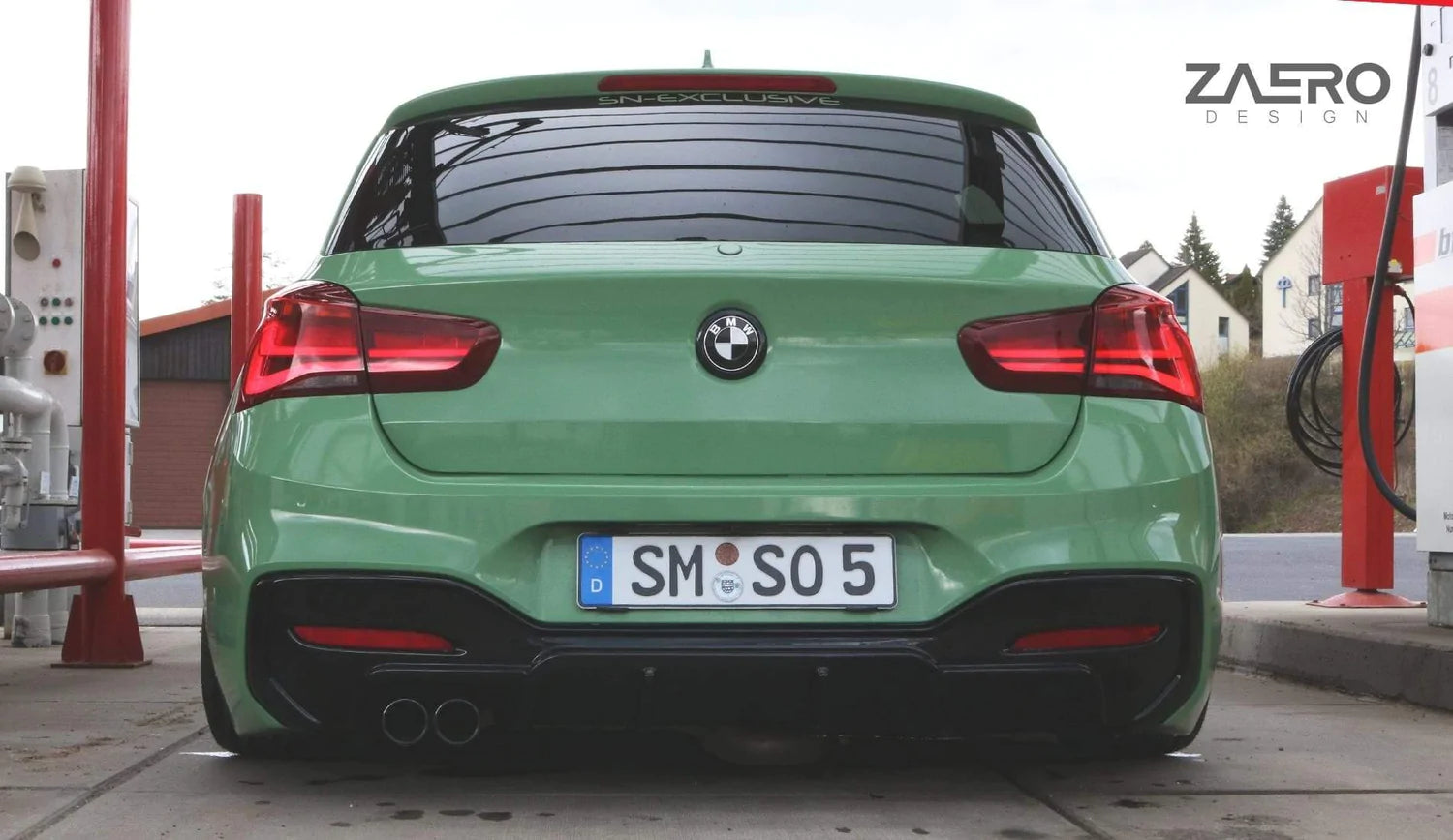 BMW 1 SERIES M SPORT F20 F21 LCI SINGLE EXIT (118I 120I 120D 125I) EVO-1 GLOSS BLACK REAR DIFFUSER BY ZAERO (2015-2019)